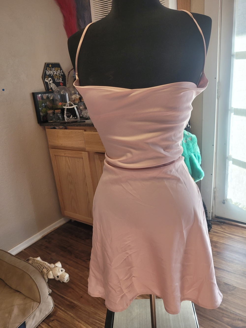 Princess Polly Dusty Rose Satin Spaghetti-Strap Mini Dress
